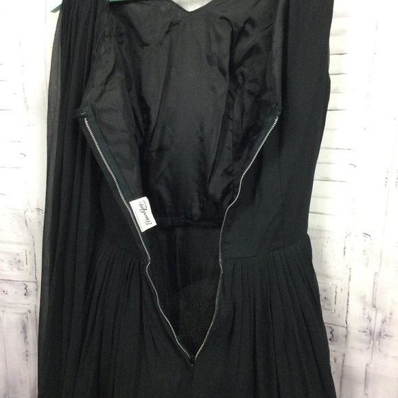 Vintage 50s Elinor Gay Black Cocktail Dress S - Picture 5 of 13